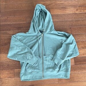 J. Crew Sage Green Hoodie with Gold Zipper